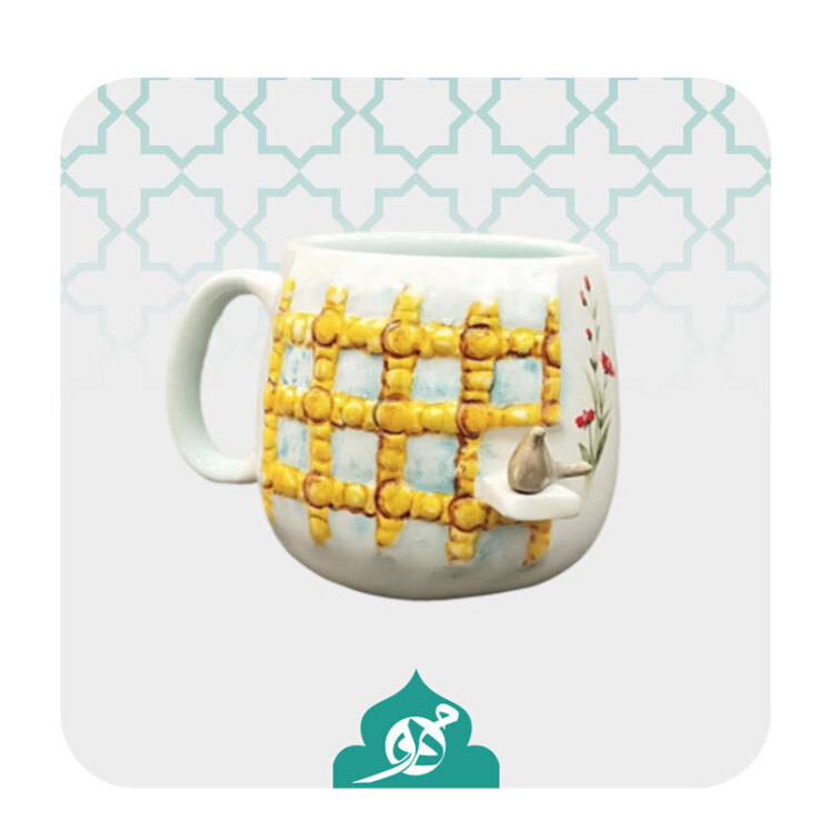 **"ماگ سرامیکی طرح ضریح، هدیه‌ای زیبا و معنوی برای دوستداران اهل بیت (ع)، مناسب برای استفاده روزمره."**